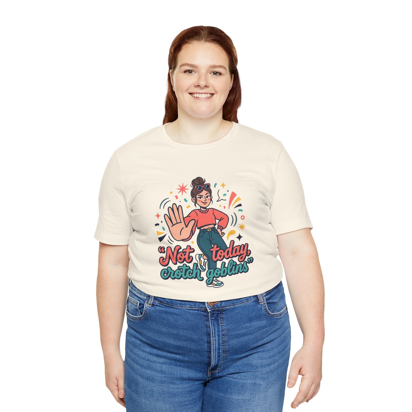Retro Cartoon Mom Not Today Crotch Goblins Tee Funny Mom-Gift Graphic T-Shirt