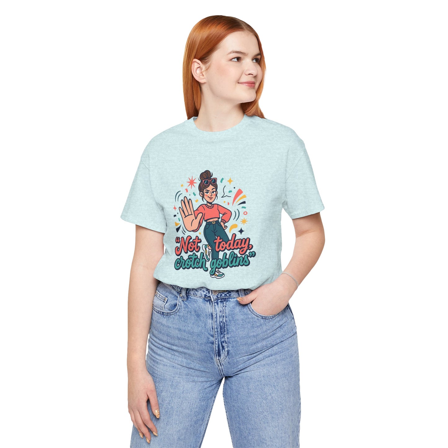 Retro Cartoon Mom Not Today Crotch Goblins Tee Funny Mom-Gift Graphic T-Shirt