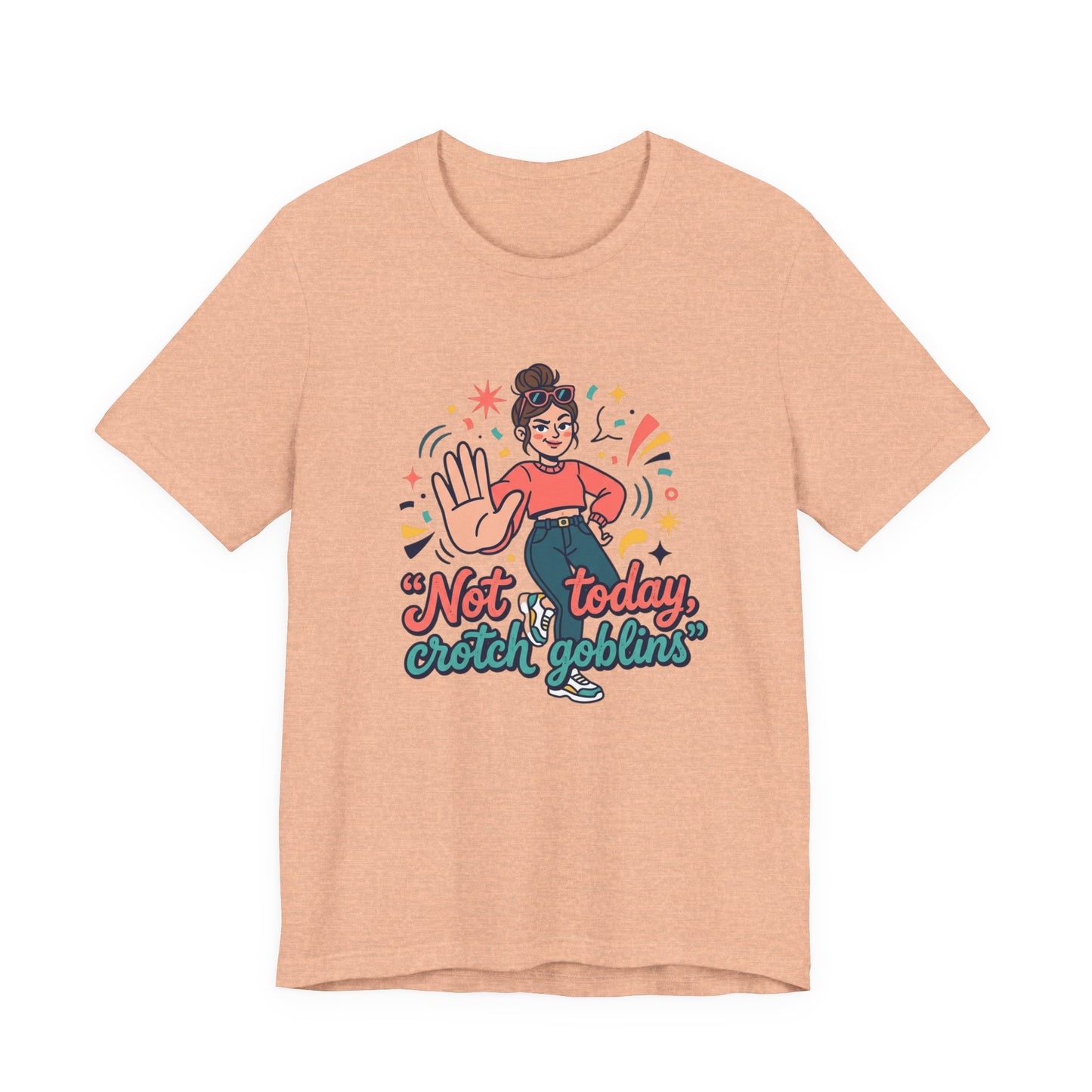 Retro Cartoon Mom Not Today Crotch Goblins Tee Funny Mom-Gift Graphic T-Shirt