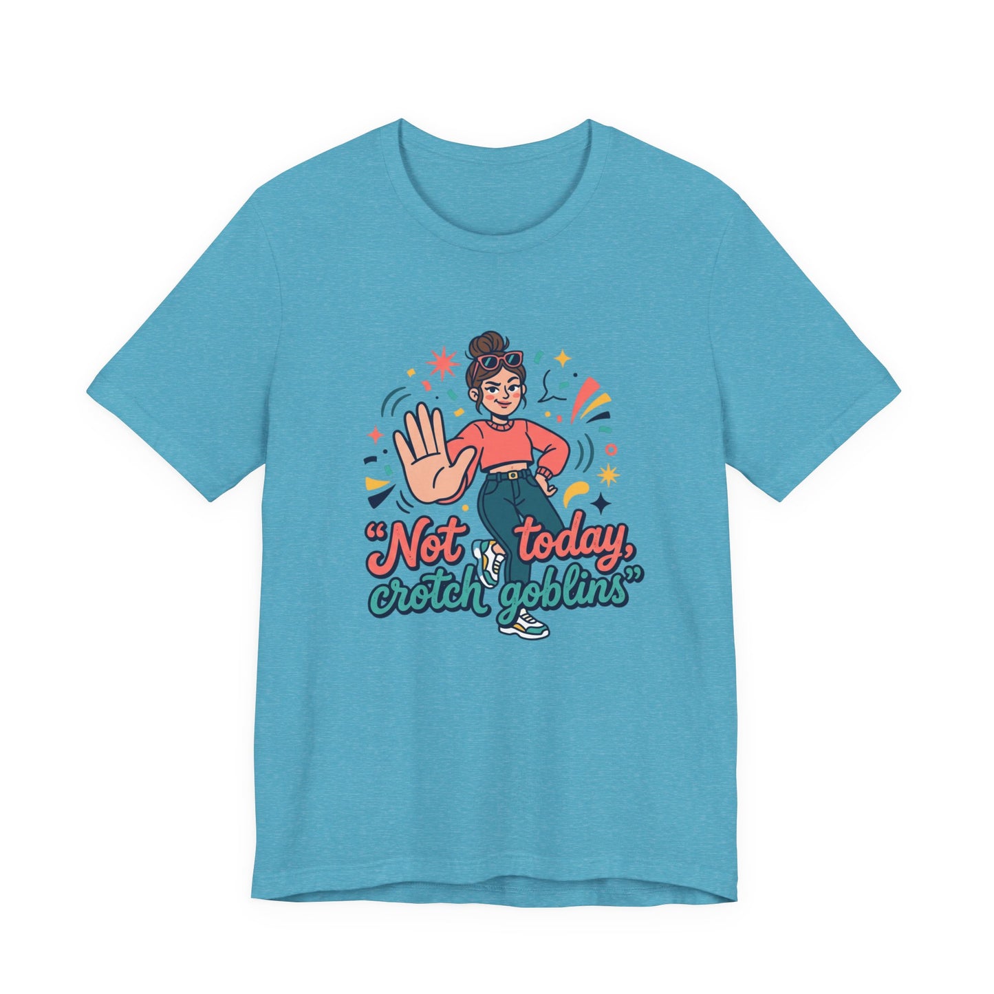 Retro Cartoon Mom Not Today Crotch Goblins Tee Funny Mom-Gift Graphic T-Shirt