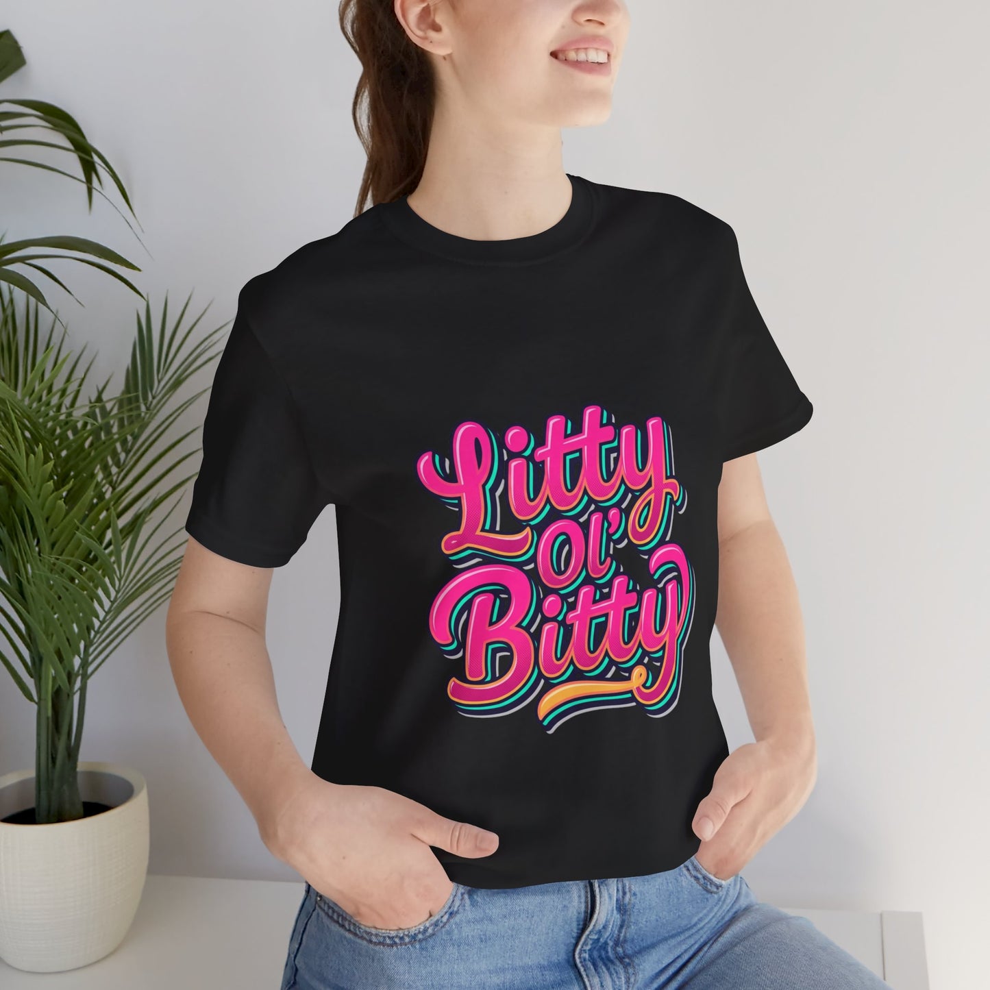 Litty Ol' Bitty Graphic Tee — Retro Pink Casual Mom T‑Shirt