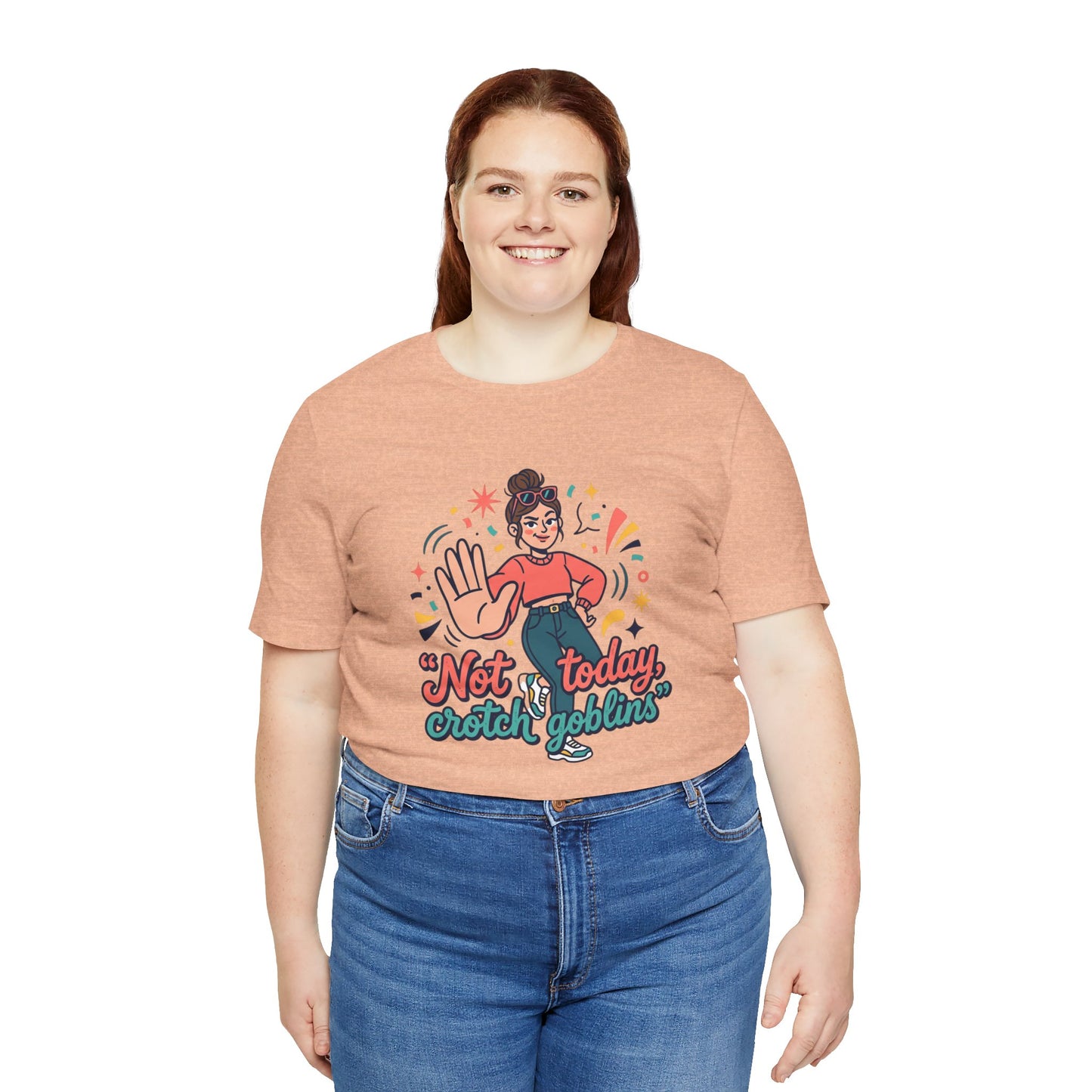 Retro Cartoon Mom Not Today Crotch Goblins Tee Funny Mom-Gift Graphic T-Shirt
